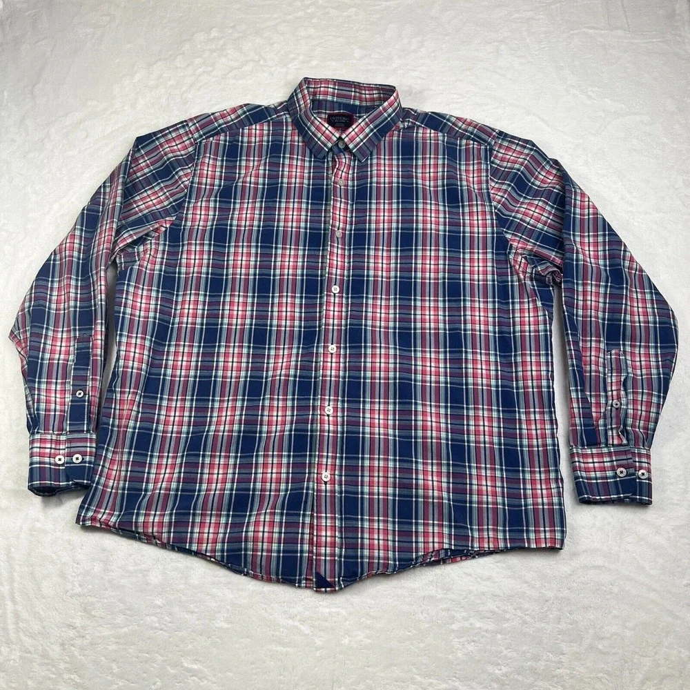 UNTUCKit Long Sleeve Shirt Mens XX-Large Blue‎ Pink Plaid Torrey Ridge Regular
